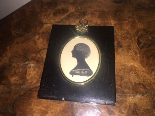 late 19th century silhouette of a victorian lady heightened with gilt paint - CATEGORY: ANTIQUE MISCELLANEOUS - DATED VICTORIAN