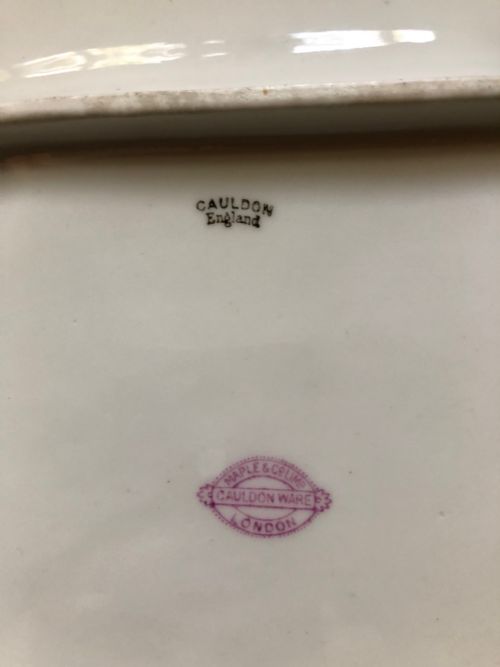 EXQUISITE CAULDON SQUARE CABINET PLATE WITH HANDLES - ADDITIONAL PHOTO 2