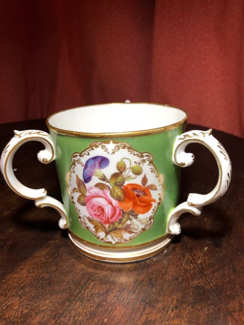 very beautiful and very rare 1820 derby porcelain loving cup - CATEGORY: ANTIQUE CUPS - DATED REGENCY