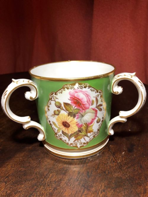 VERY BEAUTIFUL AND VERY RARE 1820 DERBY PORCELAIN LOVING CUP - ADDITIONAL PHOTO 3