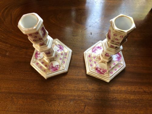 PAIR OF UNBLEMISHED UNUSUAL 18TH CENTURY PORCELAIN CANDLESTICKS - ADDITIONAL PHOTO 1