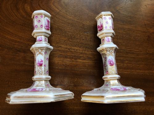 PAIR OF UNBLEMISHED UNUSUAL 18TH CENTURY PORCELAIN CANDLESTICKS - ADDITIONAL PHOTO 4