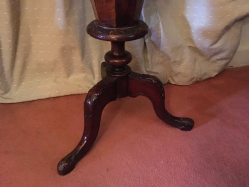 VICTORIAN WALNUT OCTAGONAL TRUMPET WORK TABLE - ADDITIONAL PHOTO 2