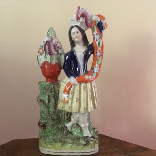 staffordshire figure of a dancing girl - CATEGORY: ANTIQUE CERAMICS - DATED VICTORIAN