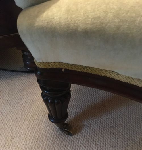 VICTORIAN GREEN BUTTON BACK CHAIR - ADDITIONAL PHOTO 4