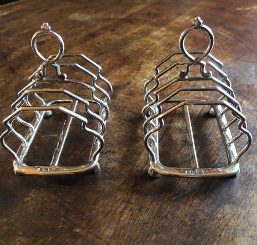 PAIR OF GEORGE V SILVER FIVE BAR TOASTRACKS - ADDITIONAL PHOTO 1