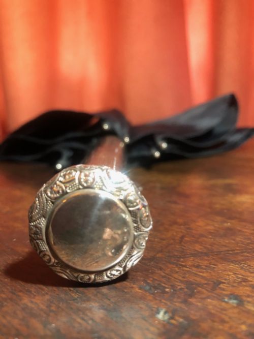SILVER MOUNTED BLACK PARASOL - ADDITIONAL PHOTO 1