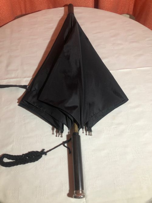 SILVER MOUNTED BLACK PARASOL - ADDITIONAL PHOTO 3