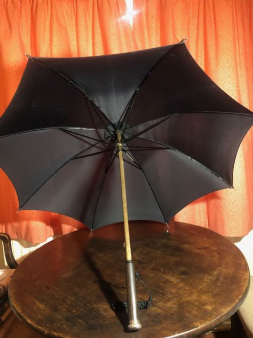 SILVER MOUNTED BLACK PARASOL - ADDITIONAL PHOTO 4