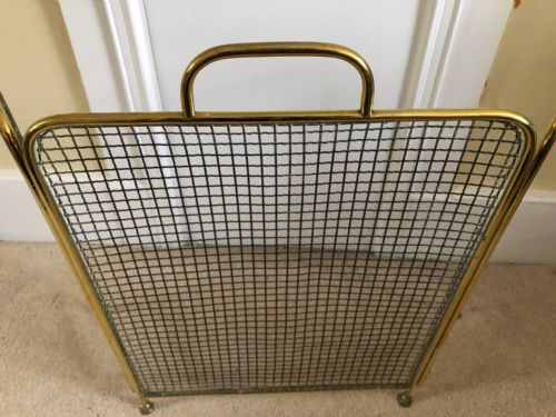 EDWARDIAN BRASS FRAMED MESH FIREGUARD - ADDITIONAL PHOTO 2