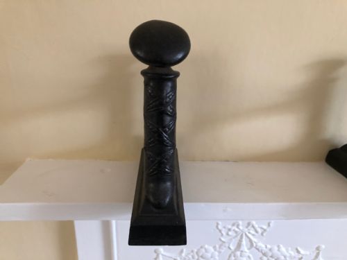 PAIR OF ARTS CRAFTS CAST IRON ANDIRONS - ADDITIONAL PHOTO 2