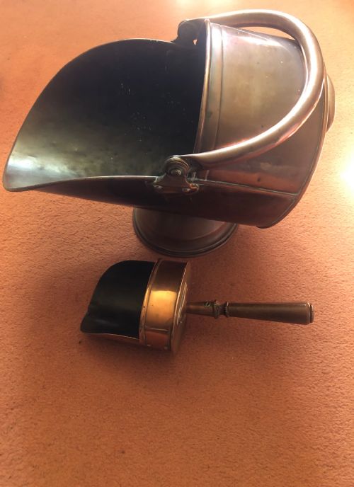 victorian copper coal scuttle shovel - CATEGORY: ANTIQUE METAL - DATED VICTORIAN