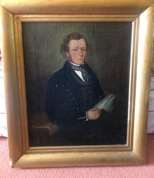 OIL PORTRAIT OF A YOUNG GENTLEMAN IN A NAVAL JACKET - ADDITIONAL PHOTO 1