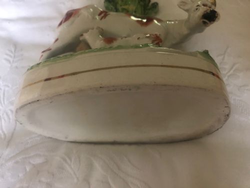 VICTORIAN STAFFORDSHIRE COW AND CALF SPILL HOLDER - ADDITIONAL PHOTO 2