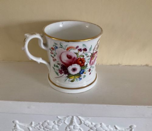 MID 19TH CENTURY HAND PAINTED PORCELAIN MUG - ADDITIONAL PHOTO 2