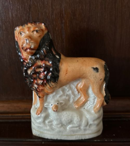 Staffordshire Pottery Figure of the Lion & the Lamb