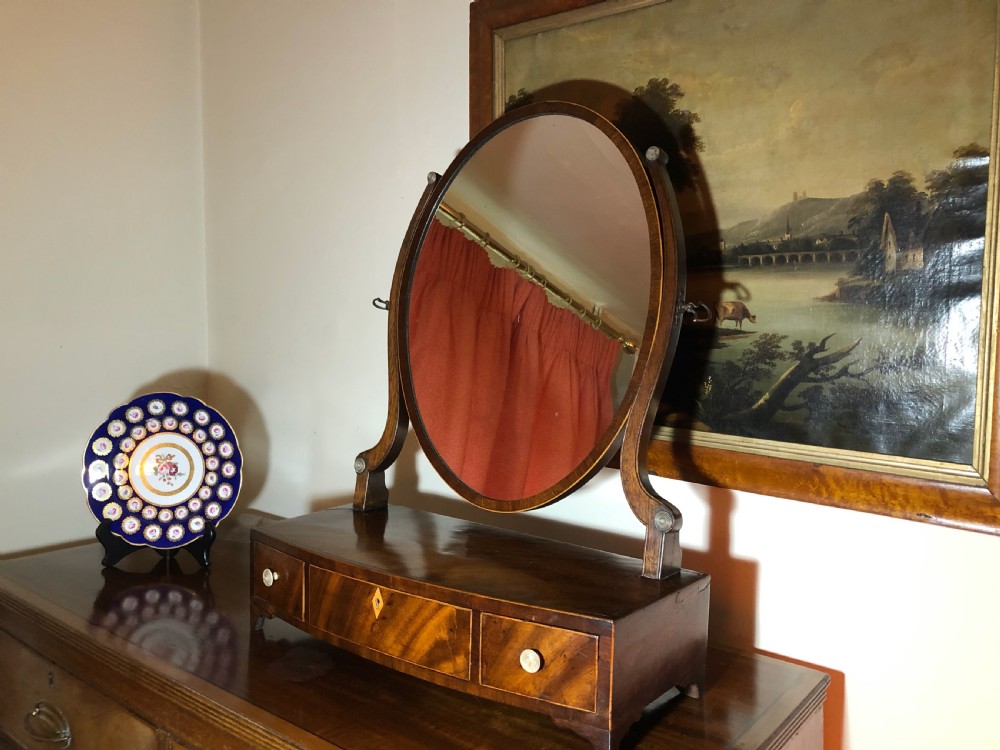 George III Inlaid Mahogany Box Base Toilet Mirror View II