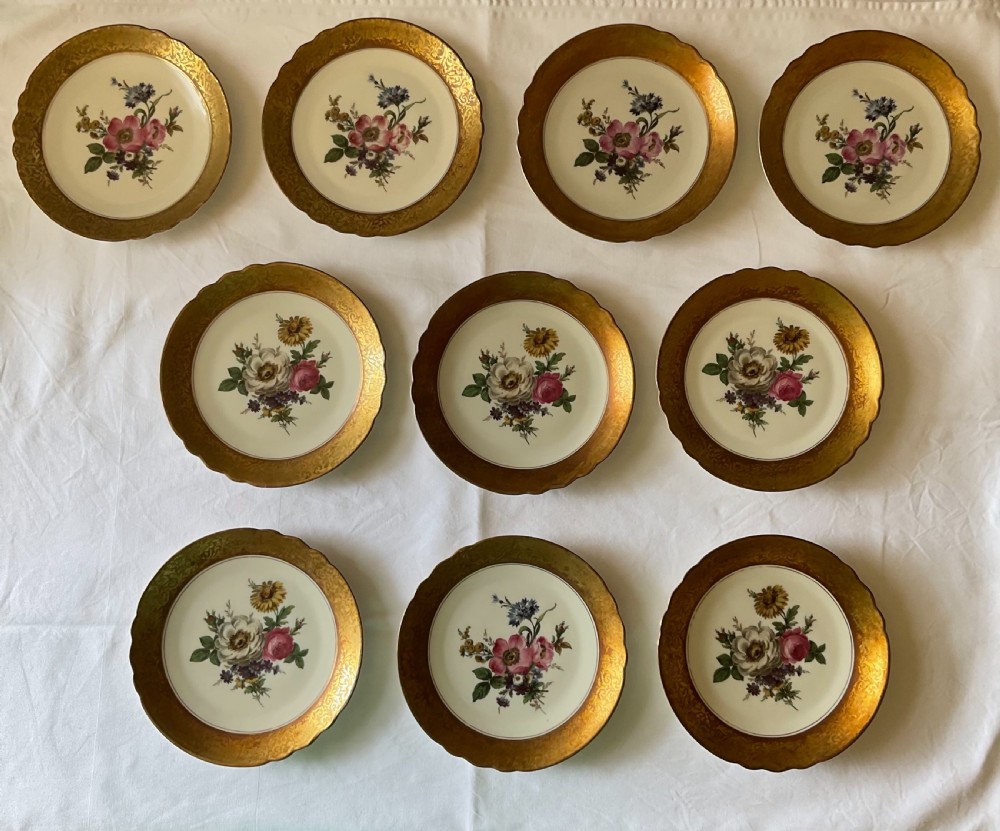 10 Rosenthal Side Plates with applied Alt Brabant Gold Rims dating from 1939