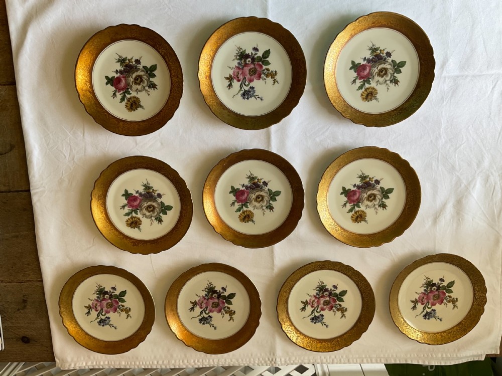 10 Rosenthal Side Plates with applied Alt Brabant Gold Rims dating from 1939 View II