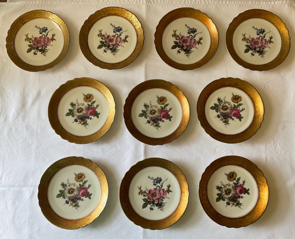 10 Rosenthal Side Plates with applied Alt Brabant Gold Rims dating from 1939 View III