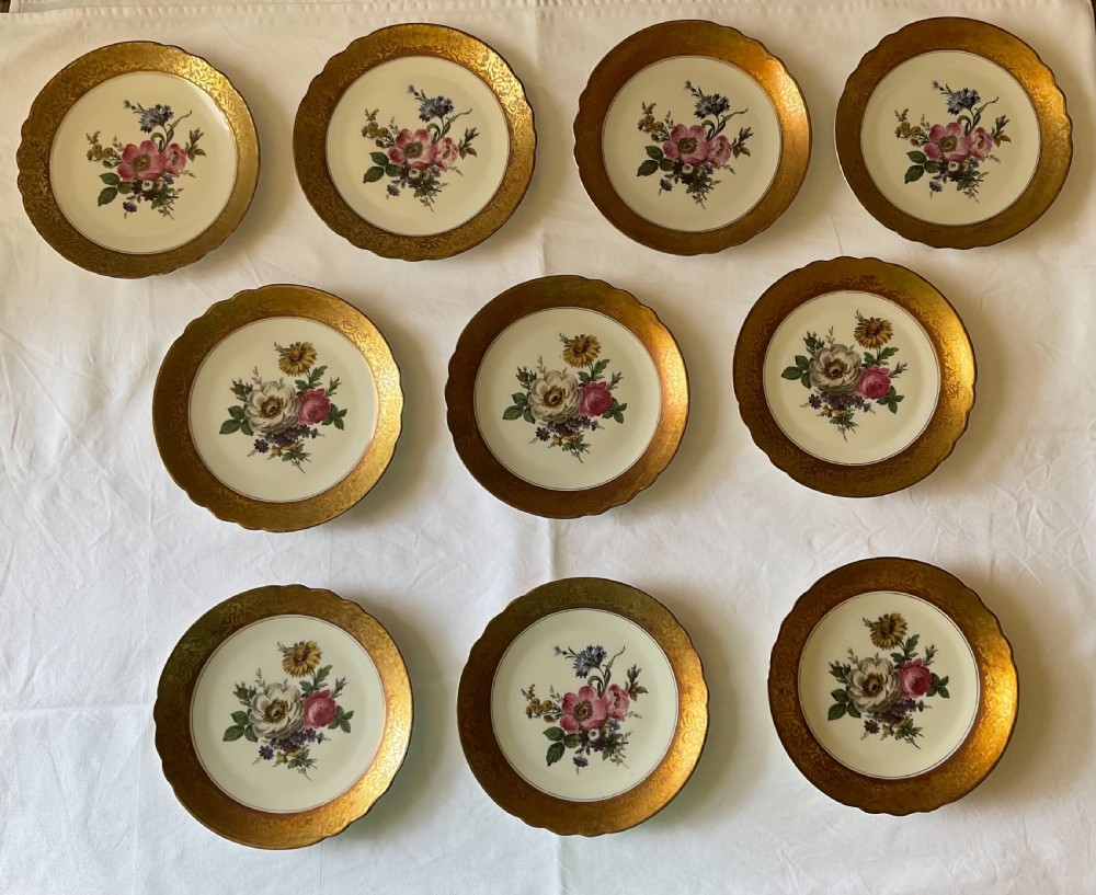 10 Rosenthal Side Plates with applied Alt Brabant Gold Rims dating from 1939 View IV