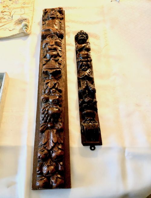 Two Good 17th Century Carved Term Figures - One Walnut and the Other Oak