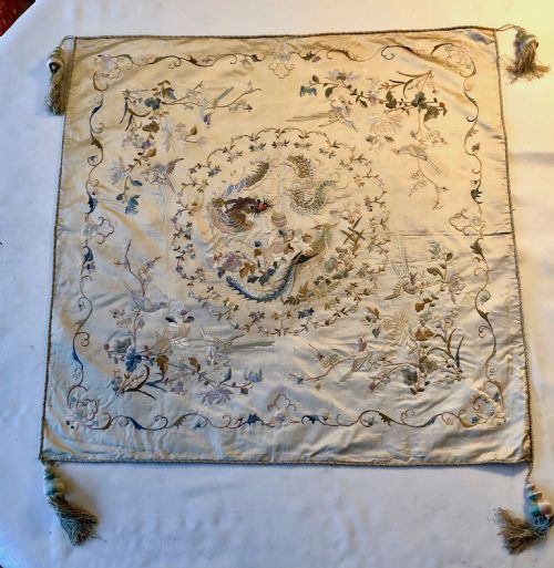 An Antique Chinese Embroidered Silk Panel C 1890