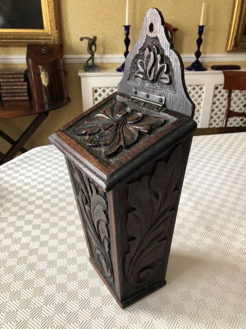 A 19th Century Carved Oak Candle Box C.1900