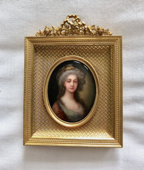 Superb Portrait Miniature on Porcelain of Sophie of England 19th Century