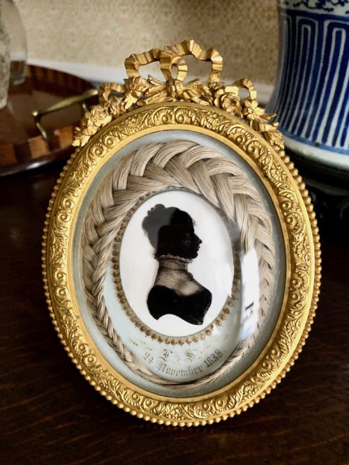 A Lovely 19th Century French Mourning Silhouette Initialled and Dated 1838