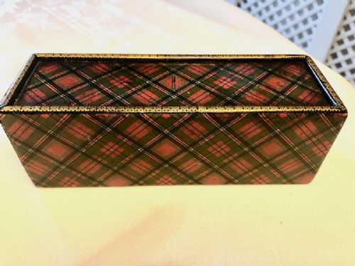 A Rare Victorian Tartanware Dominoes Box C. 1880