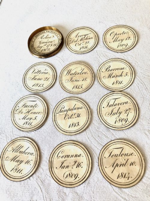 fig 1. An Unusual Bronze Round Commemorative Victories Box of the Duke of Wellington with Discs c.1815