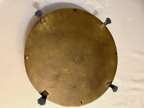 AN ENGLISH BRASS AND HAND PAINTED INKWELL C 1840 - ADDITIONAL PHOTO 2