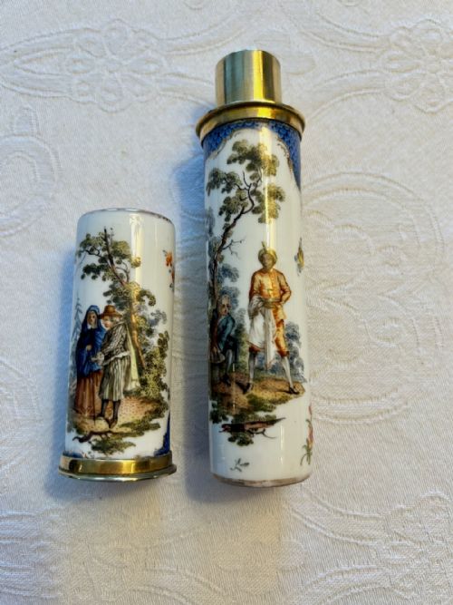 AN ANTIQUE PORCELAIN BODKIN HOLDER PAINTED WITH FIGURES 19TH CENTURY POSS MEISSEN - ADDITIONAL PHOTO 6