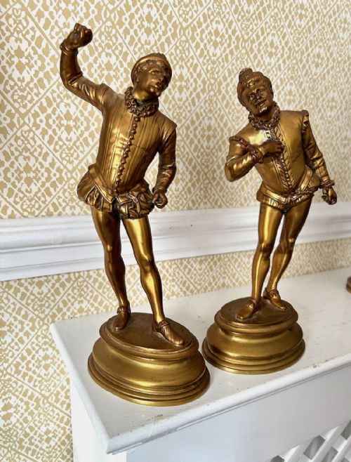 After Emile-coriolan Guillemin, French 1841-1907 a Pair of Gilt-bronze Figures 'The Duellists'