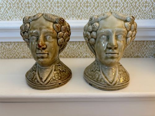 A Rare Georgian Pair of Pottery Sash Window Rests