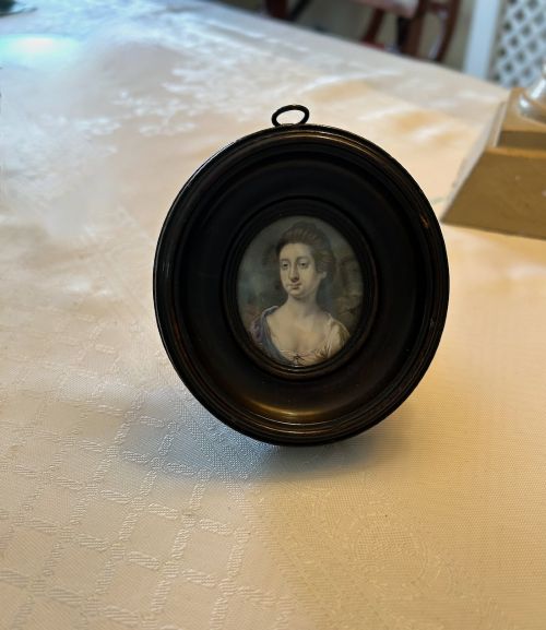 BRITISH SCHOOL MID 18TH CENTURY OVAL PORTRAIT MINIATURE OF A LADY IN AN EBONISED FRAME - ADDITIONAL PHOTO 2