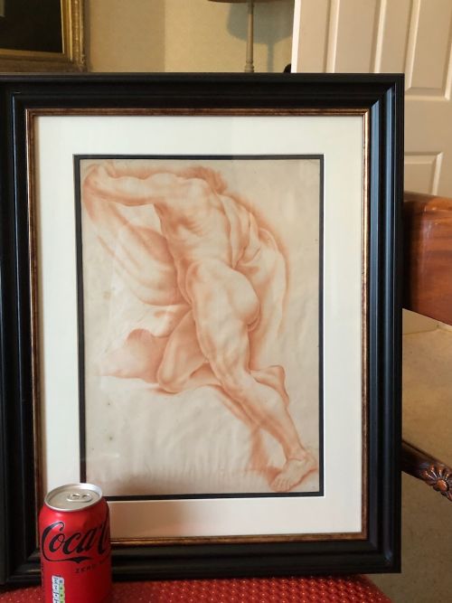 18TH CENTURY RED CHALK PICTURE OF A NUDE MALE FIGURE - ADDITIONAL PHOTO 5