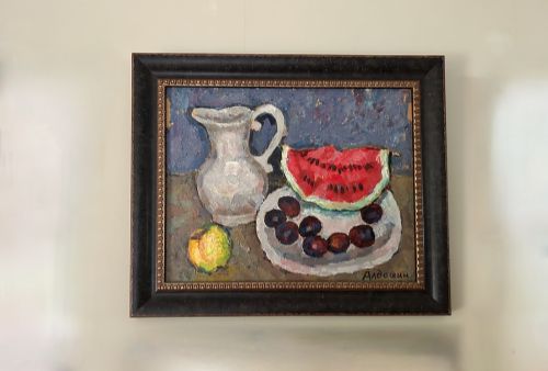 STILL LIFE WITH MELON BY VLADIMIR ALDOSHIN B1951