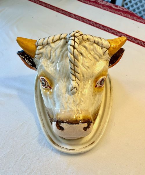 An Unusual 19th Century Staffordshire Cow Head Cheese Dish