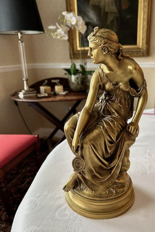 A 19th Century French Gilt Bronze Figure of a Classical Maiden by Etienne-henri Dumaige