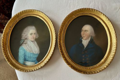 A Pair of 18th Century Portraits in Pastel of Henry Brooker and Esther Vallance