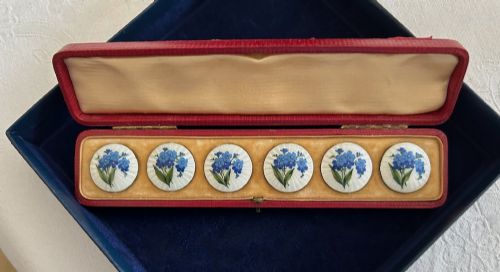 A Set of Six Edwardian Silver and Enamel Cased Buttons