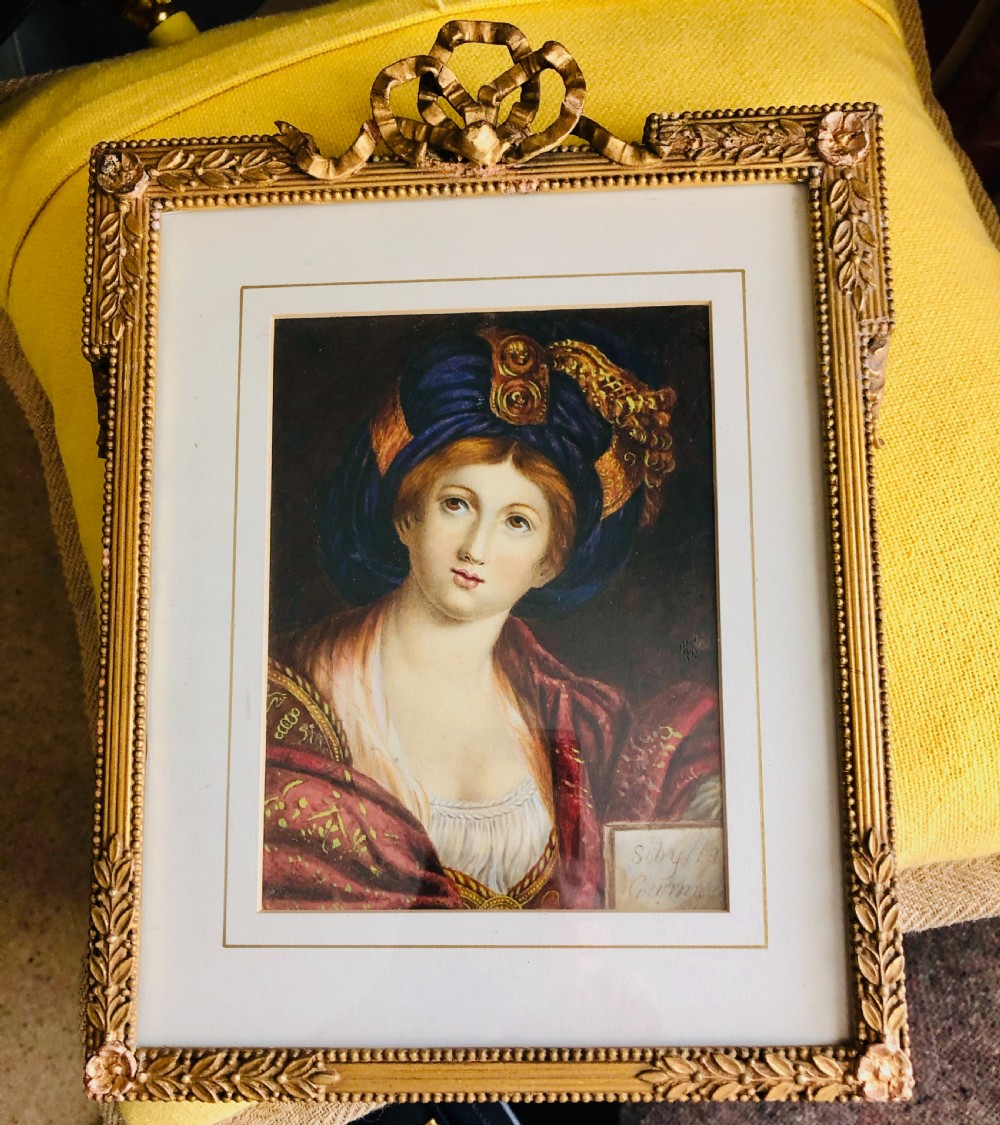 Portrait of the Cumaean Sibylla, 19th Century watercolour after Domenico Zampieri