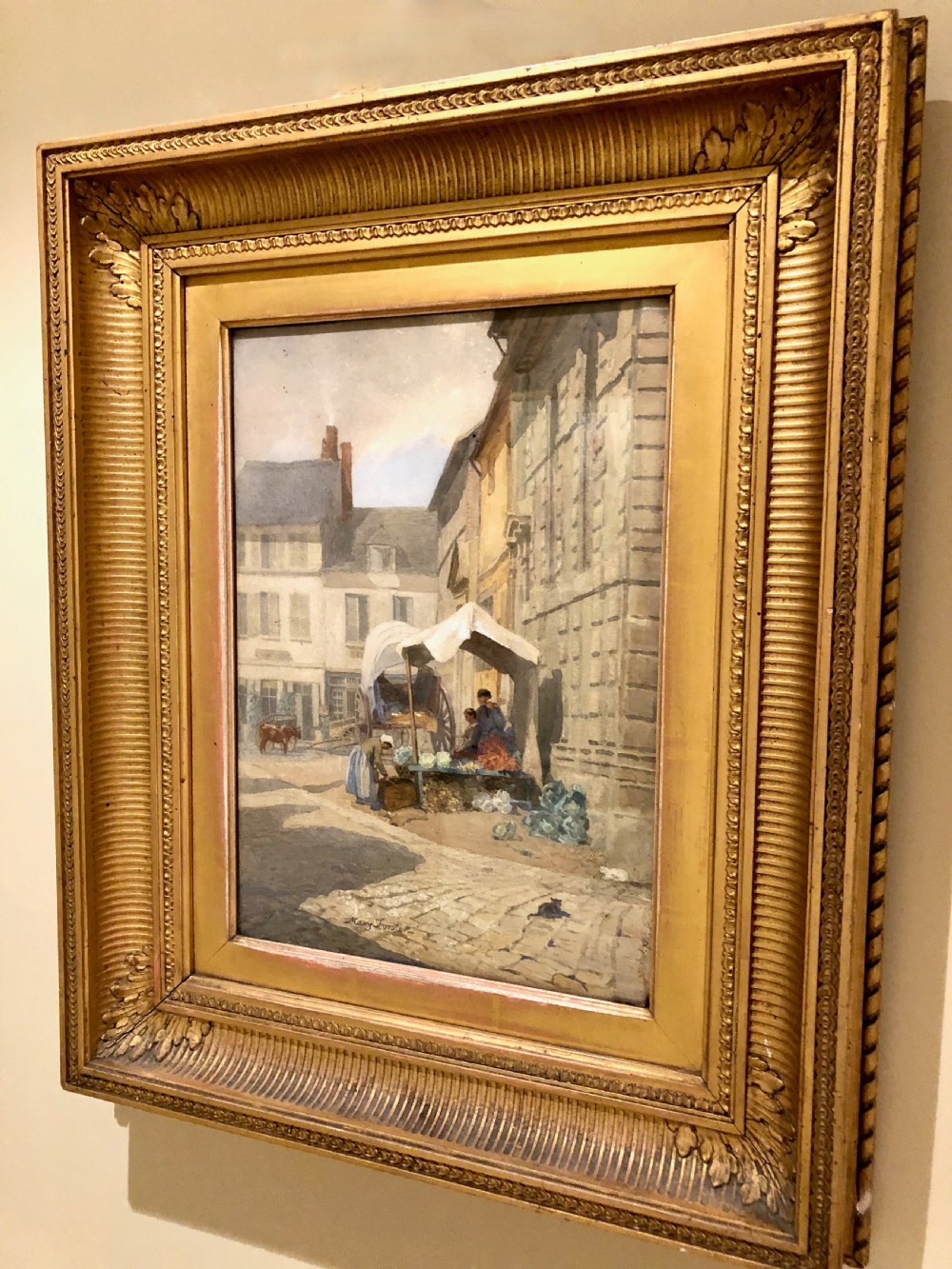 A Fine Quality Watercolour by Mary Forster (1853-1885) of a Market in Caudebec France'. View II
