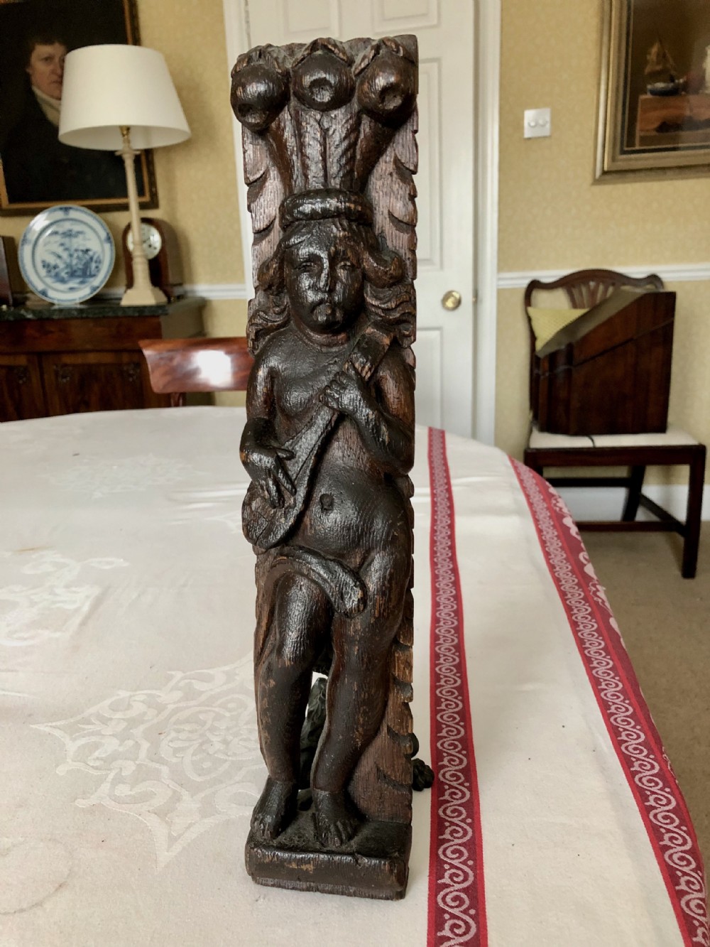 An Elizabethan Carved Oak Figural Term c. 1600