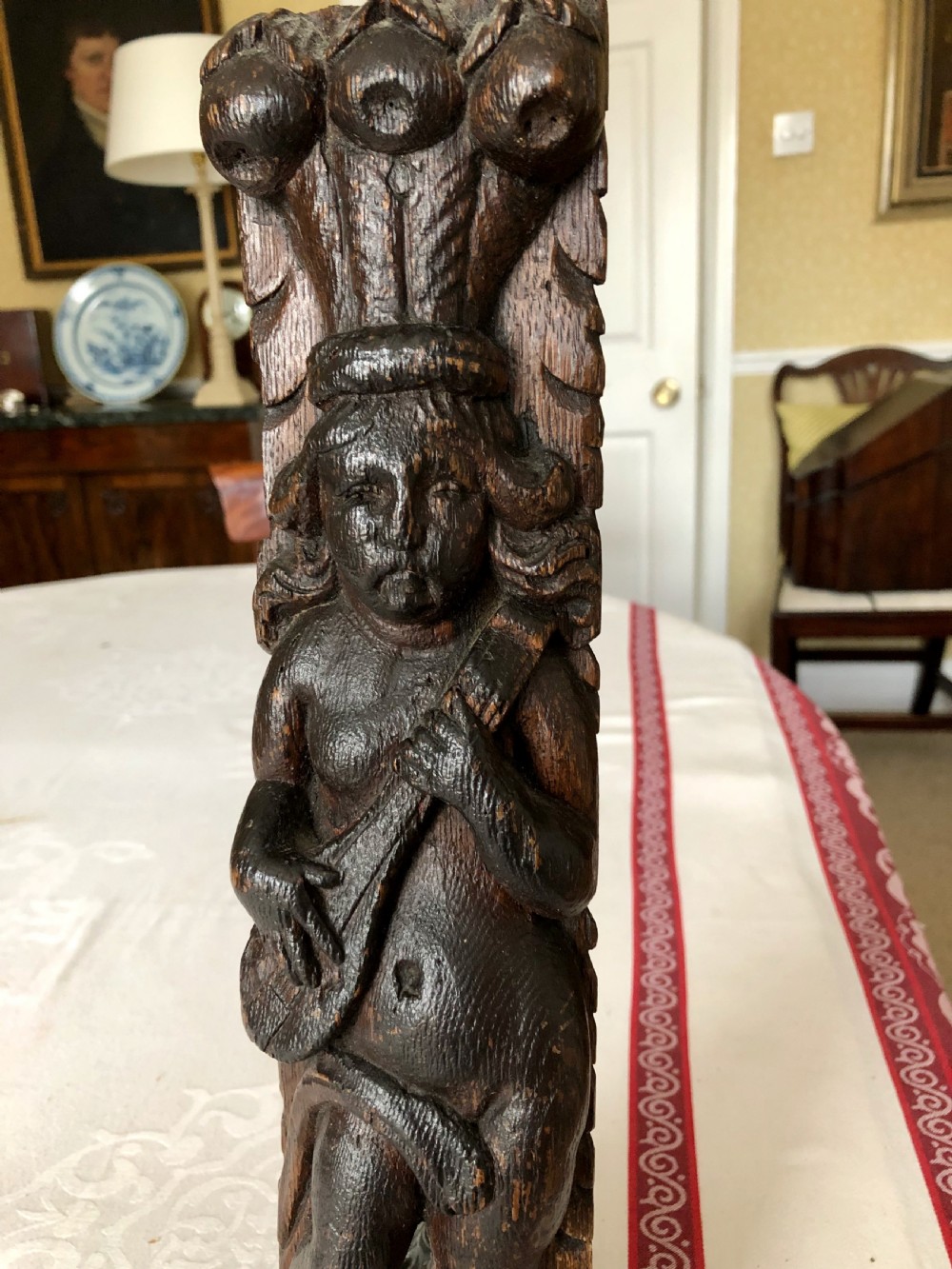 An Elizabethan Carved Oak Figural Term c. 1600 View II