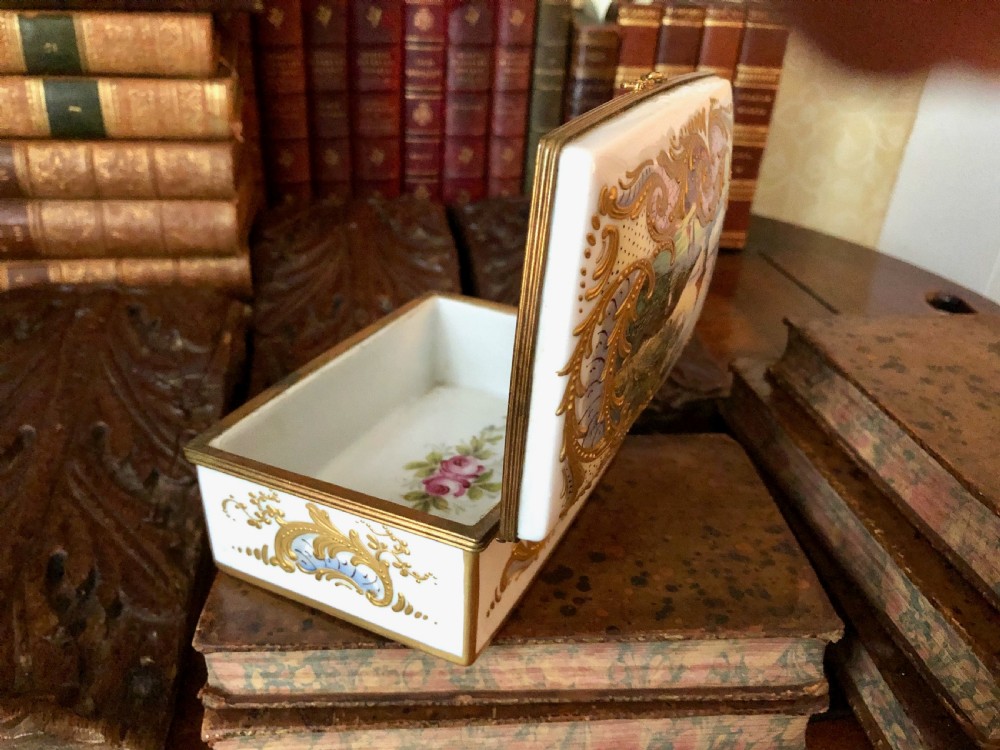 A Good Quality Hand Painted French Porcelain Table Box c.1900 View IV