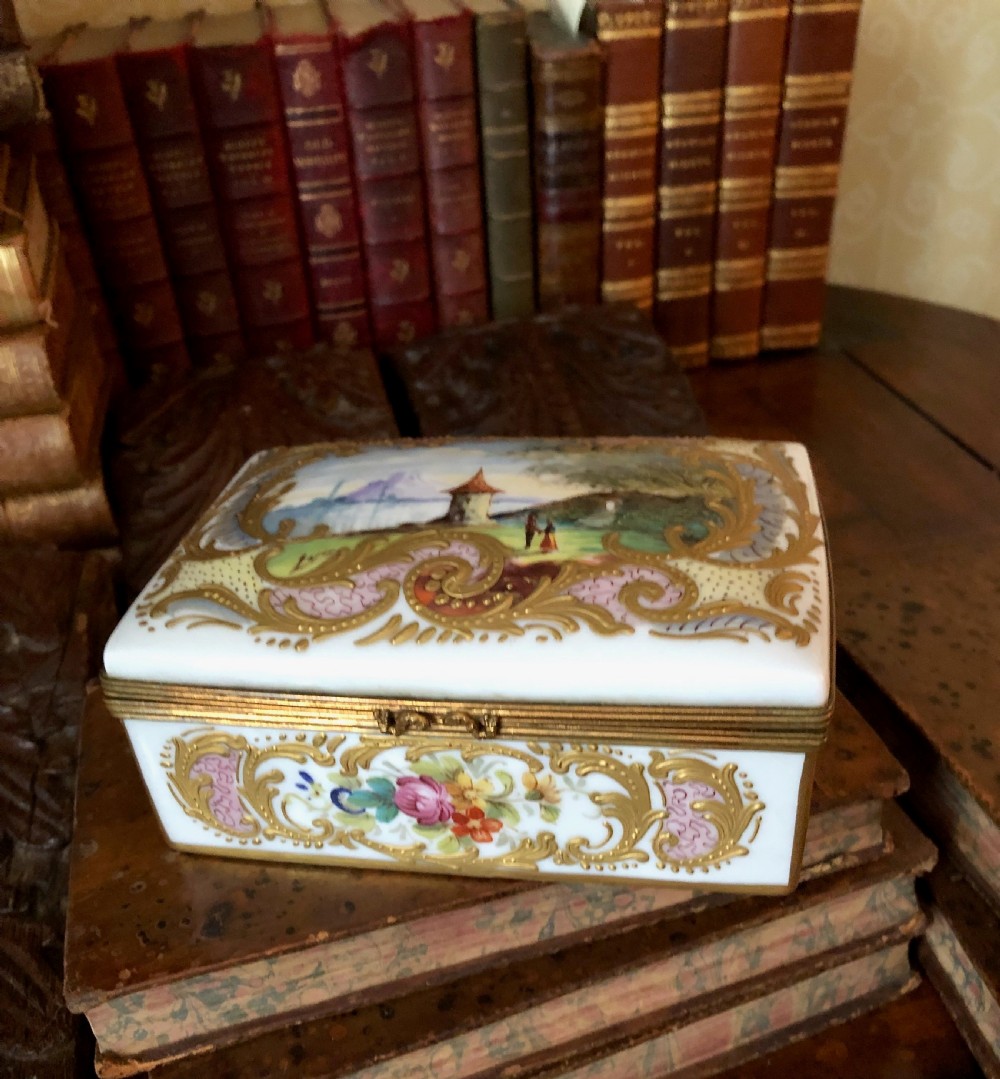 A Good Quality Hand Painted French Porcelain Table Box c.1900 View V
