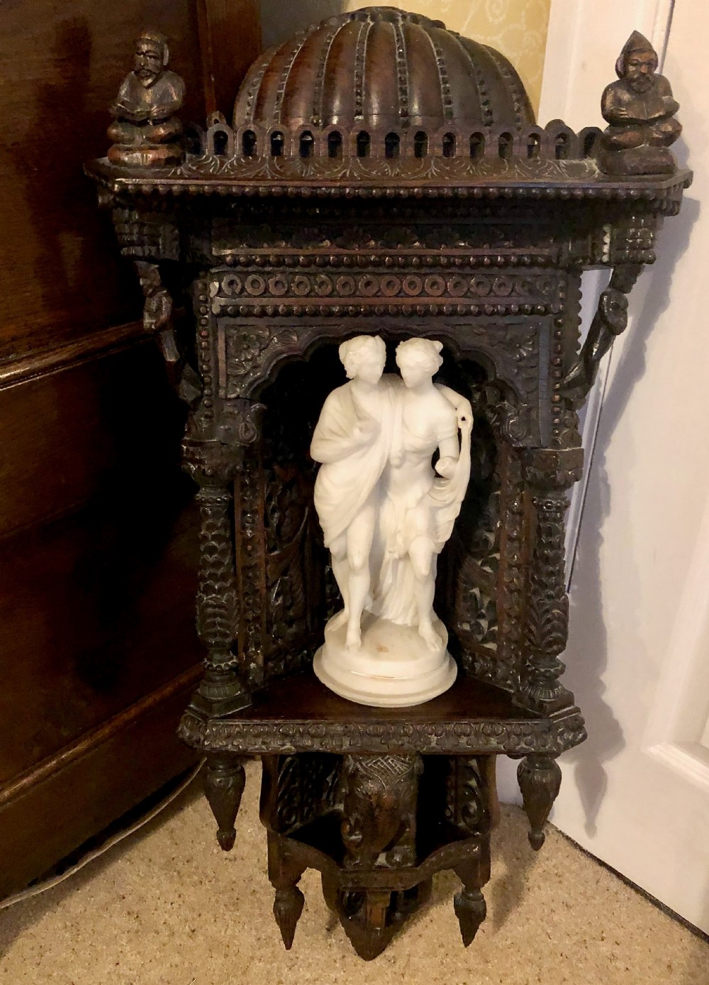 An Indian Carved Hanging Corner Niche c. 1910 View II